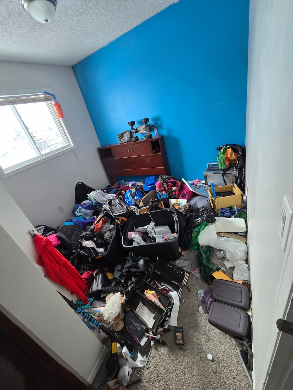 Before hoarder cleanout - bedroom before cleanup